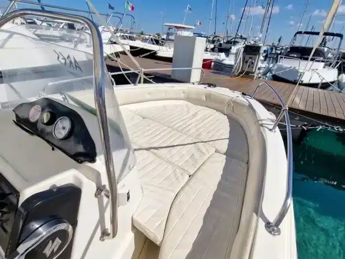 Cushions and interior of the Marinello boat rental Alghero